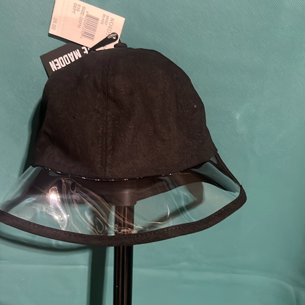 Black bucket hat with see-through front